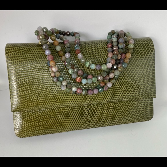 Darby Scott Exotic Green Lizard Gem Handbag - Picture 2 of 9